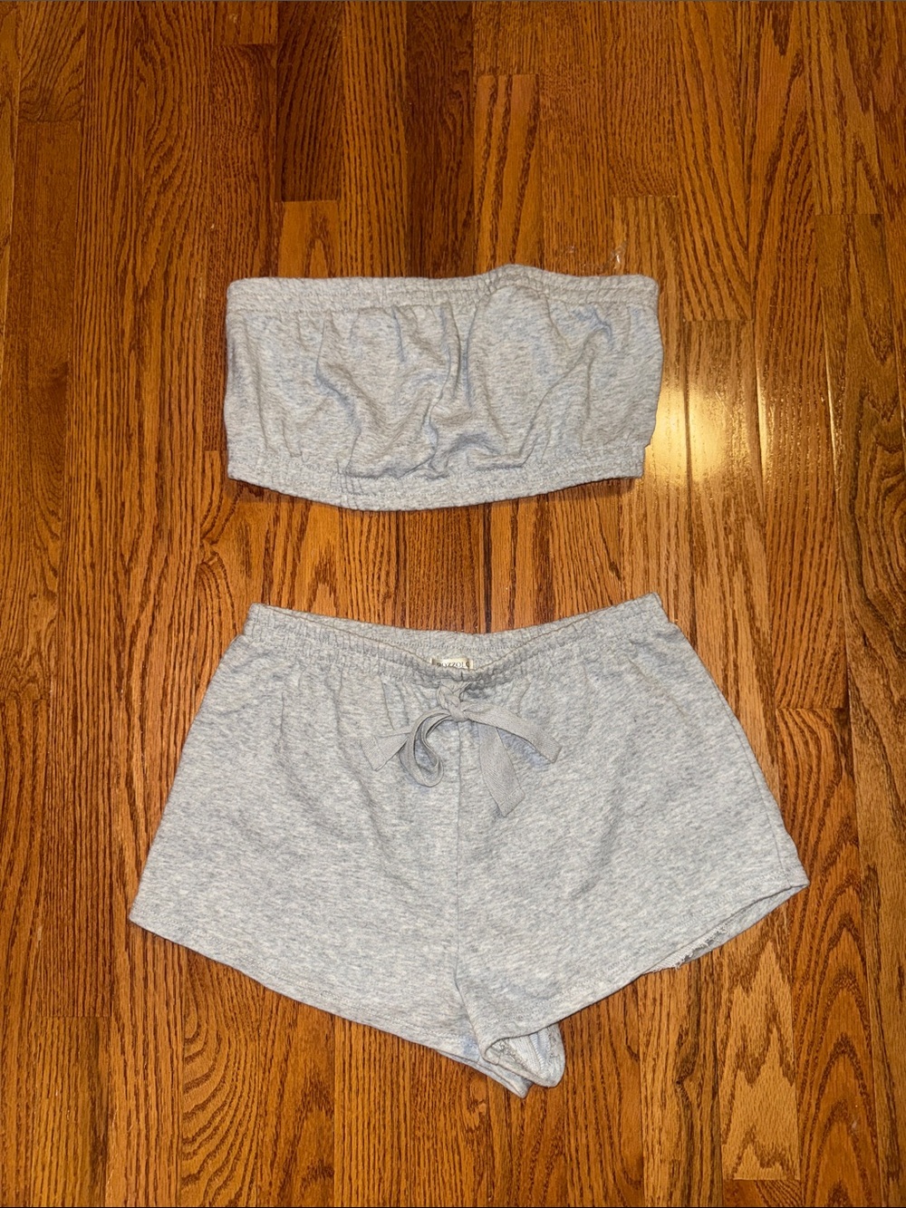 Gray matching lounge shorts set